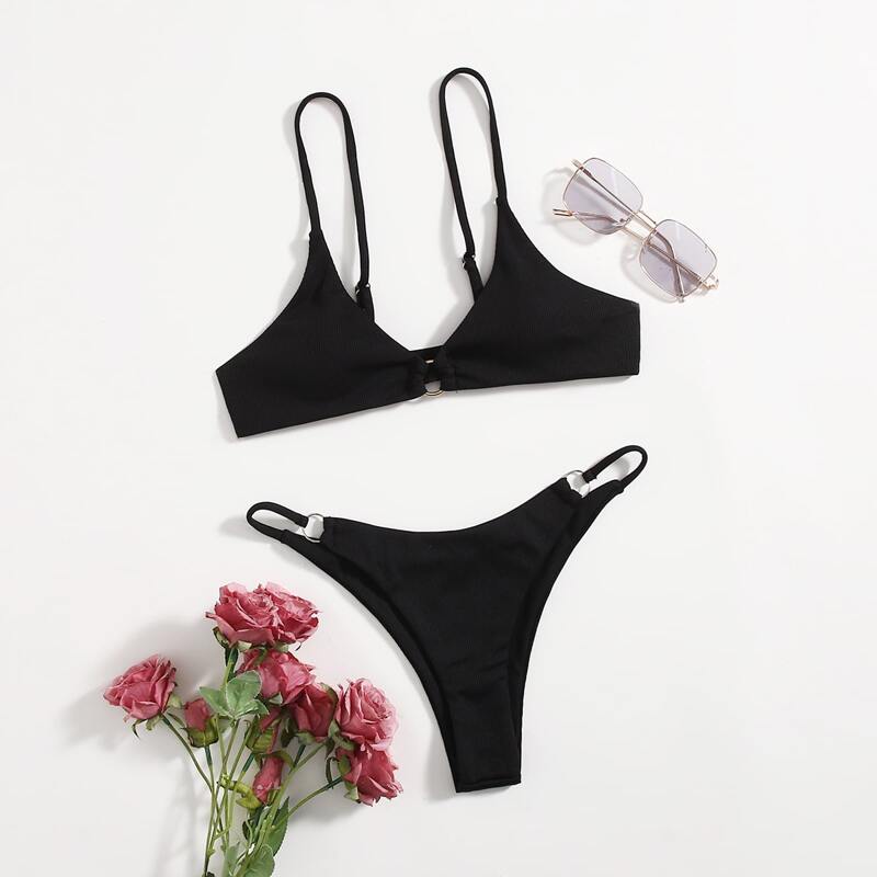 

Ring Linked Bikini Swimsuit, Black