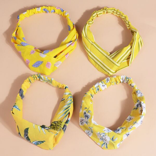 

4pcs Toddler Girls Floral Print Headband, Multicolor