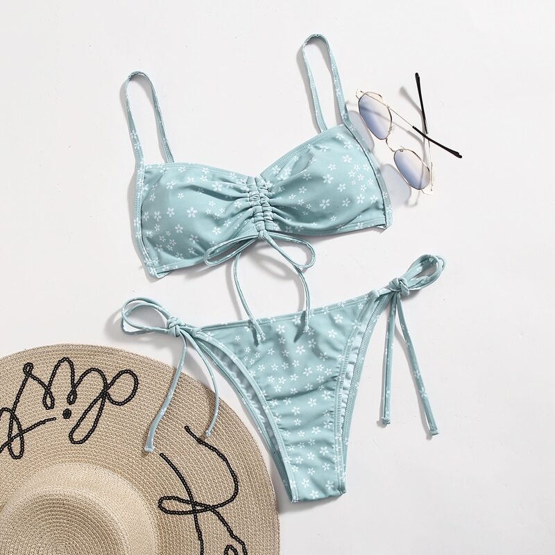 

Ditsy Floral Bikini Swimsuit, Mint blue
