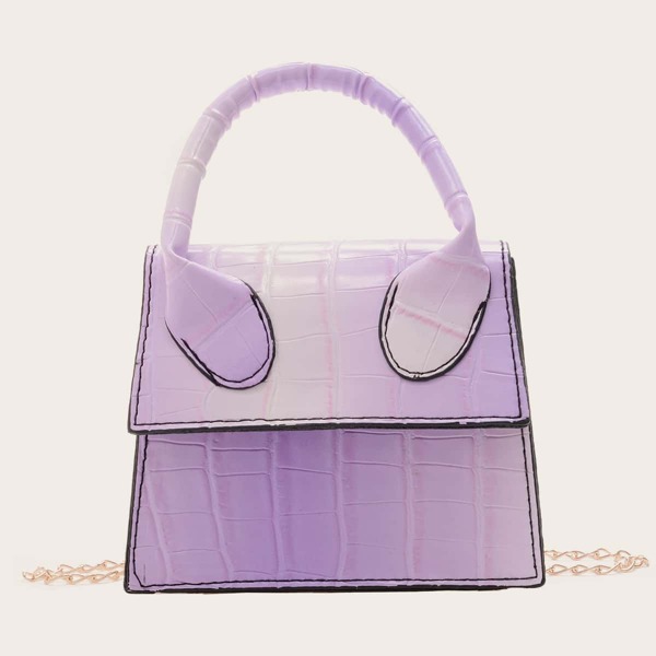 

Mini Ombre Croc Embossed Satchel Bag, Purple