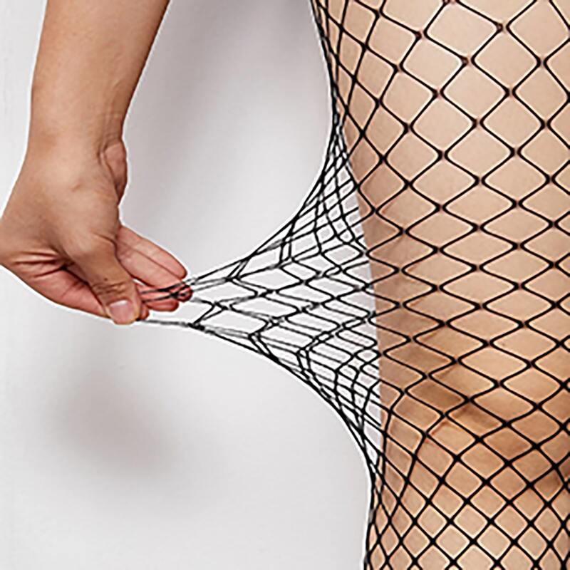 

1pair Solid Fishnet Tights, Black