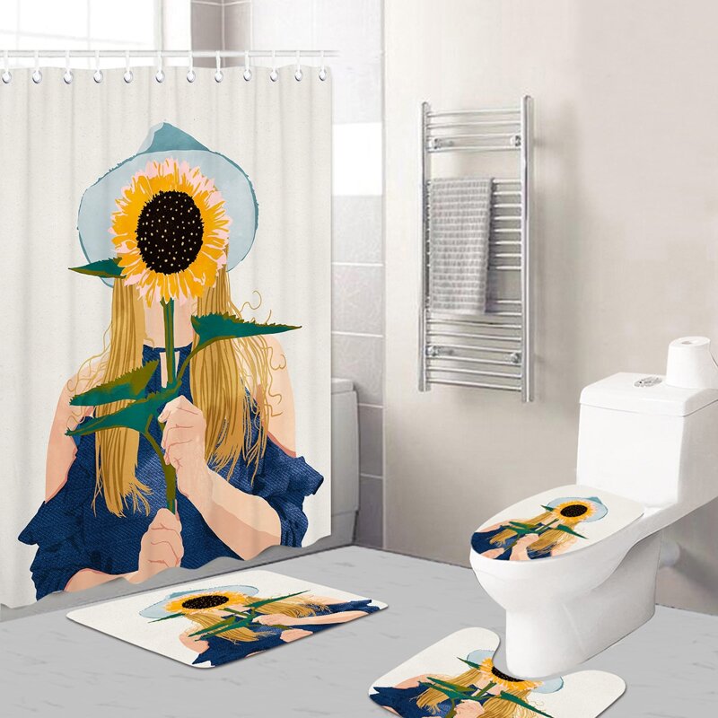 

1pc Figure Graphic Closestool Mat Or Shower Curtain, Multicolor