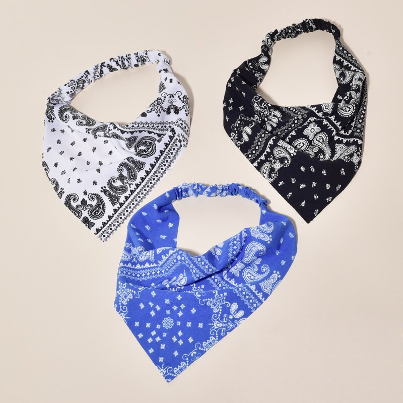 

3pcs Paisley Pattern Hair Band, Multicolor