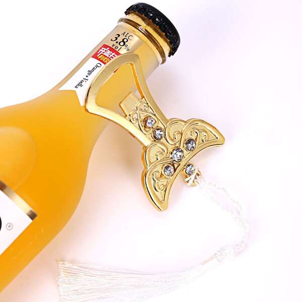 

1pc Rhinestone Decor Bottle Opener, Gold
