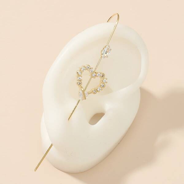 

Rhinestone Detail Thread Ear Pin, Gold