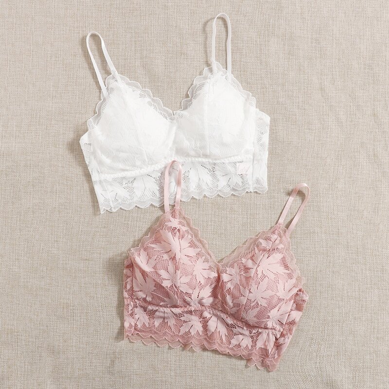 

2pack Leaf Lace Bra Set, Multicolor