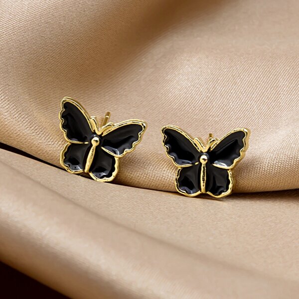 

Butterfly Design Earrings, Black