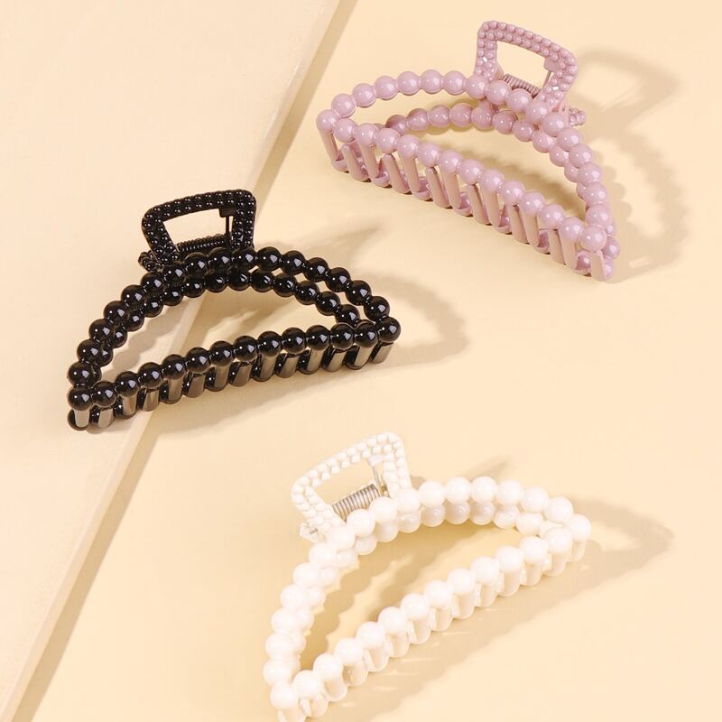 

3pcs Solid Hair Claw, Multicolor