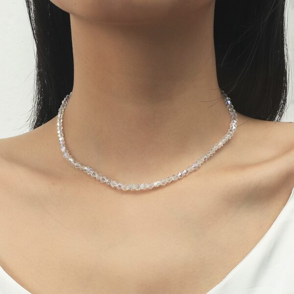 

1pc Beaded Necklace, Clear