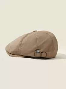 Solid Color Men's & Linen Breathable Newsboy Cap, Summer - Khaki - View 2