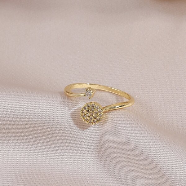 

Rhinestone Decor Cuff Ring, Gold