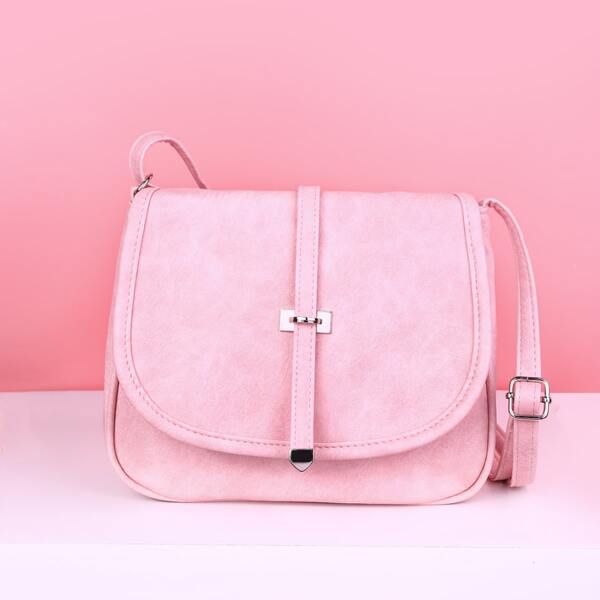 

Minimalist Flap Saddle Bag, Pink