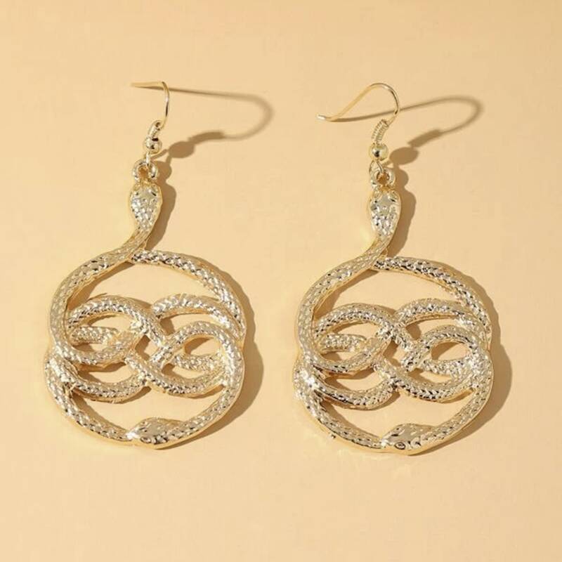 

Serpentine Drop Earrings, Gold