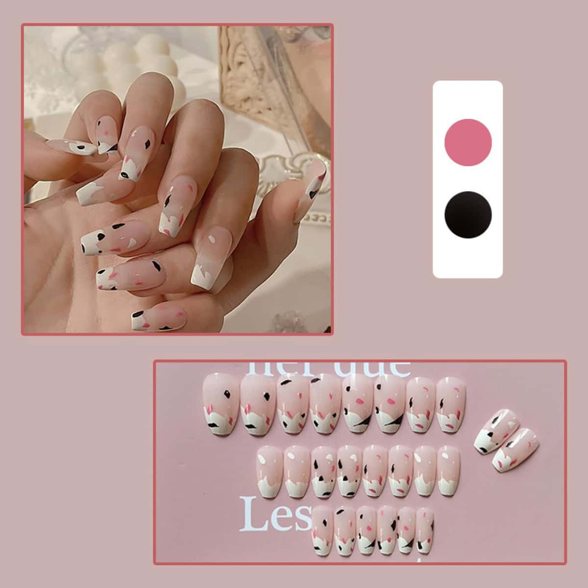 

24pcs Colorful Fake Nail, Multicolor