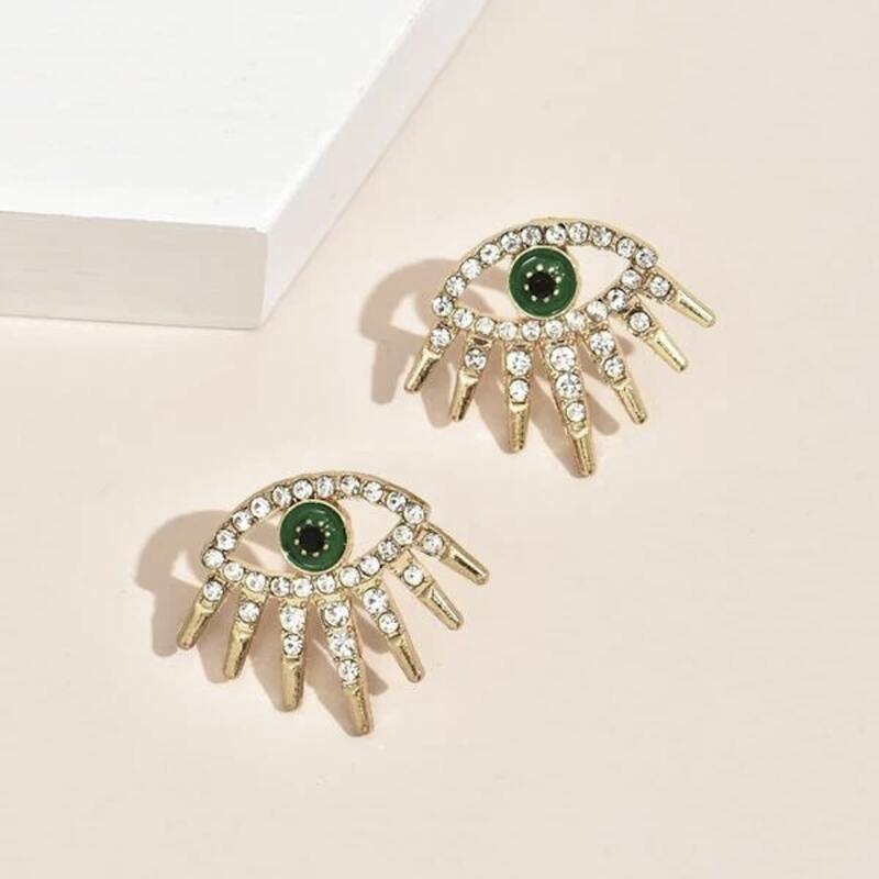 

Eyes Rhinestone Stud Earrings, White