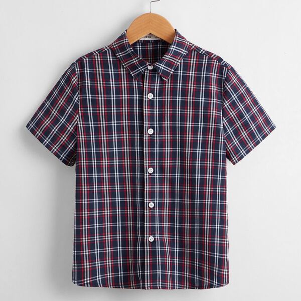 

Boys Collared Tartan Shirt, Multicolor