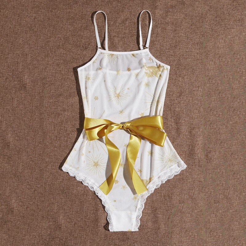 

Galaxy Knot Teddy Bodysuit, White