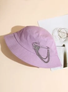 Pin & Butterfly Decor Bucket Hat - Mauve Purple - View 3
