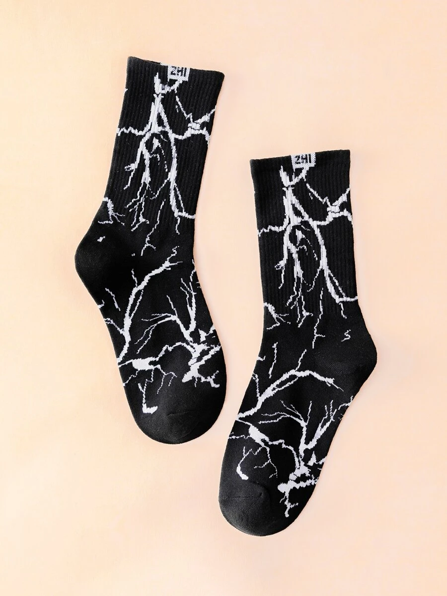 Calcetines de hombres con letra - Negro - Ver 1