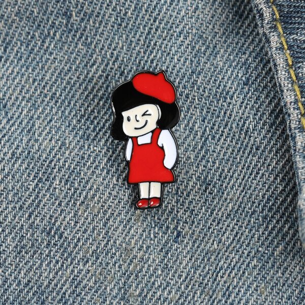 

Cartoon Figure Brooch, Multicolor
