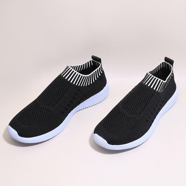 

Striped Graphic Slip-On Sneakers, Black