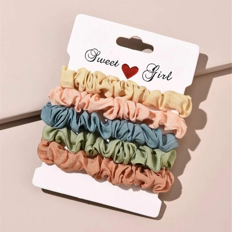 

5pcs Plain Scrunchie, Multicolor