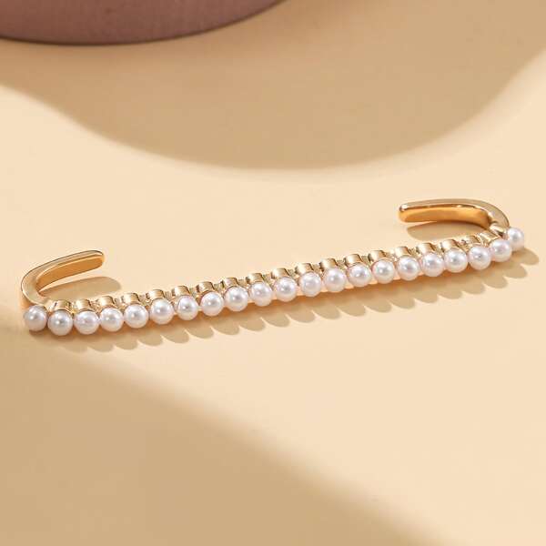 

1pc Faux Pearl Decor Earring, Gold