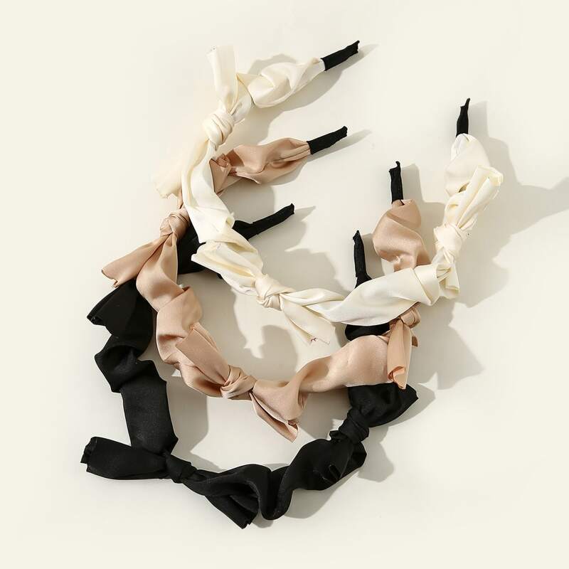 

3pcs Bow Knot Decor Headband, Multicolor