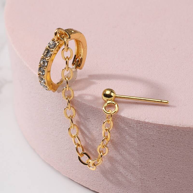 

1pc Rhinestone Decor Earring, Gold