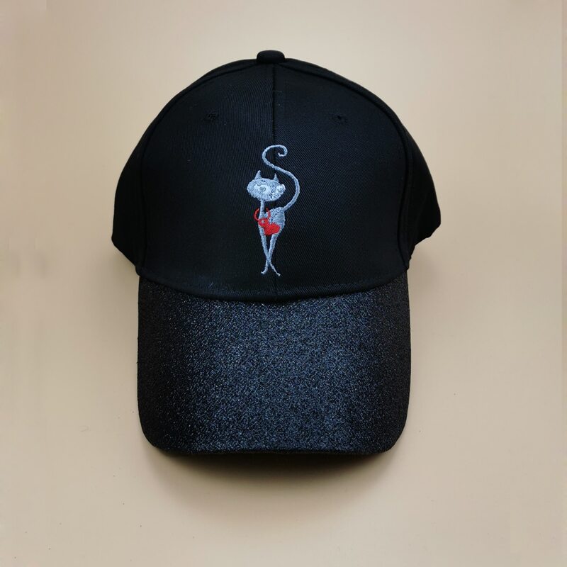 

Cat Embroidery Baseball Cap, Black