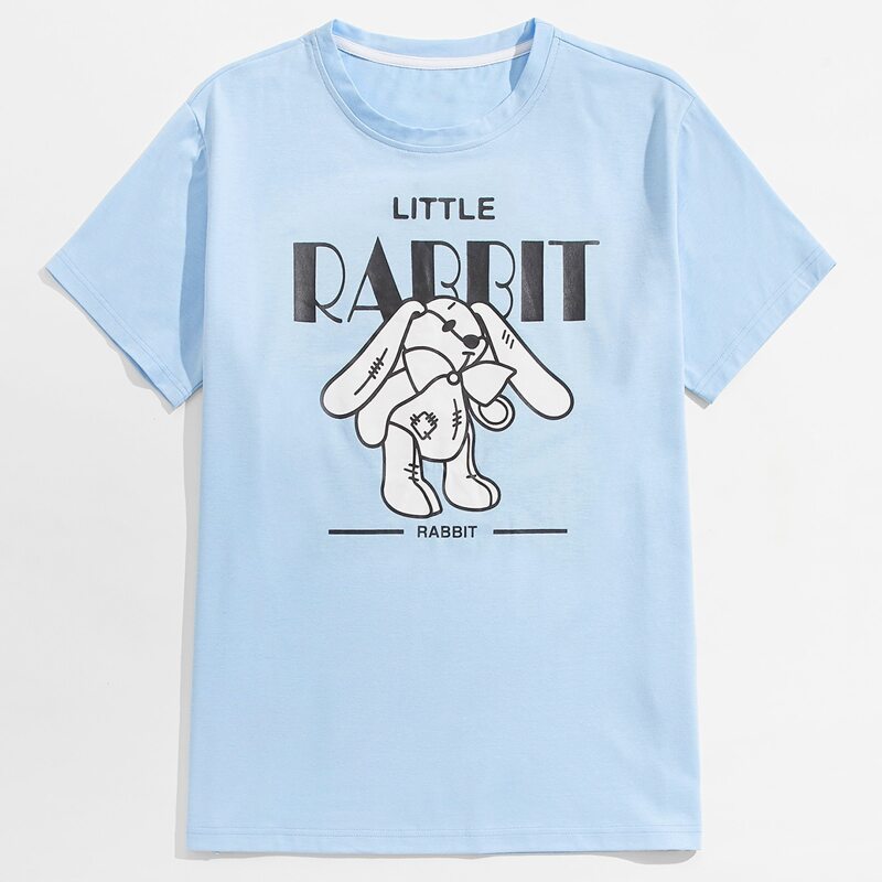 

Guys Letter Rabbit Graphic Tee, Baby blue