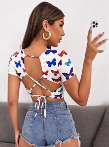 SHEIN ICON Áo thun Lộ Lưng Thú vật Gợi cảm - Nhiều màu - Xem 1