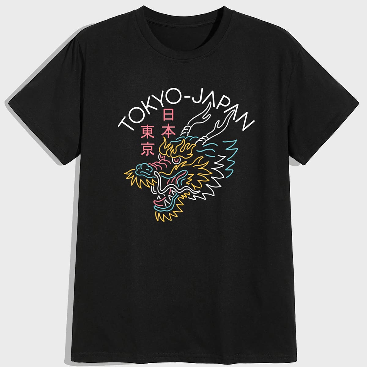 

Guys Letter Chinese Dragon Graphic Tee, Black