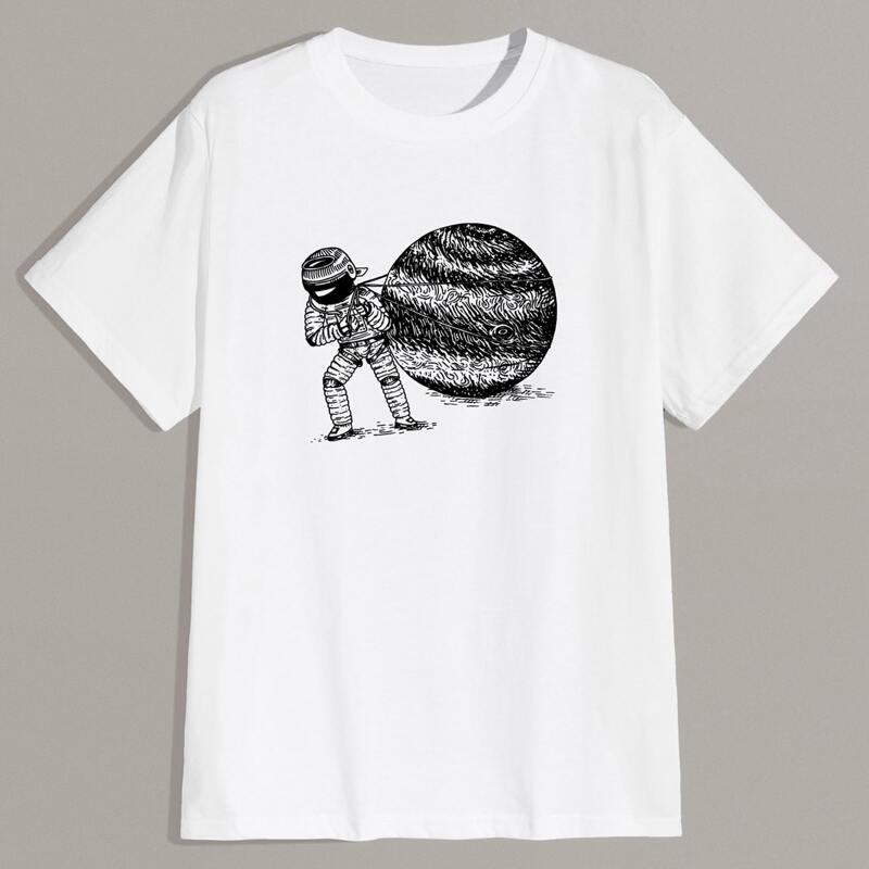 

Guys Figure & Planet Graphic Tee, White