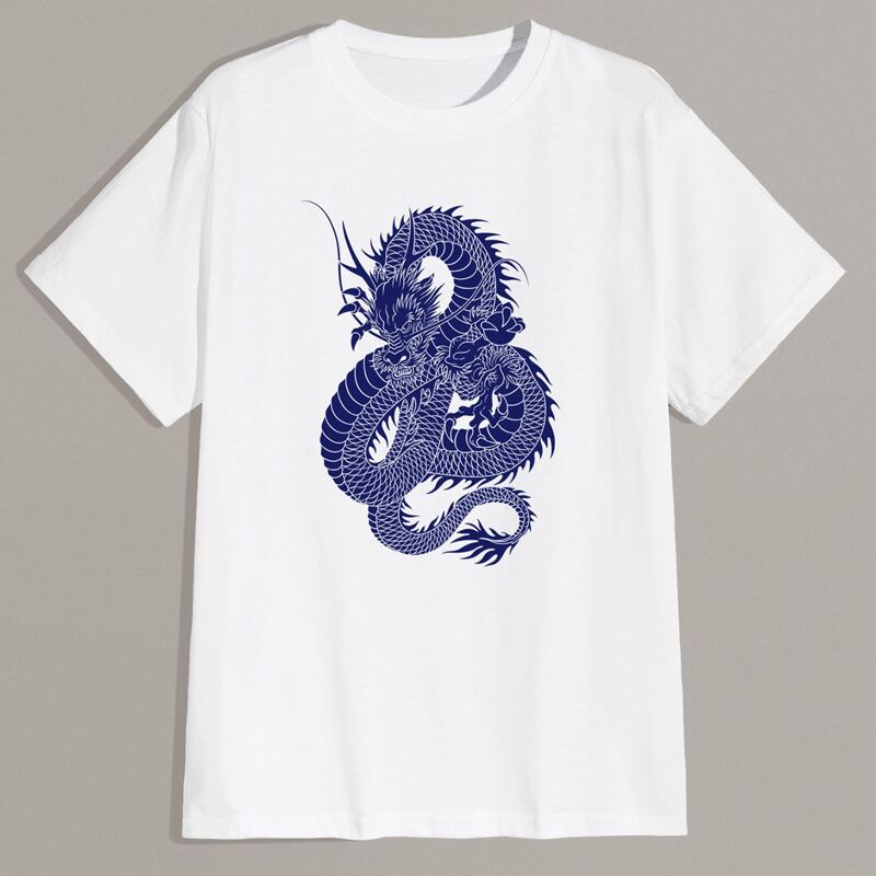 

Guys Chinese Dragon Graphic Tee, White