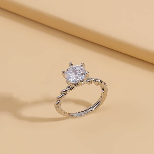 

Rhinestone Decor Ring, Silver