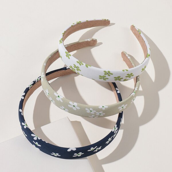 

3pcs Flower Print Hair Hoop, Multicolor