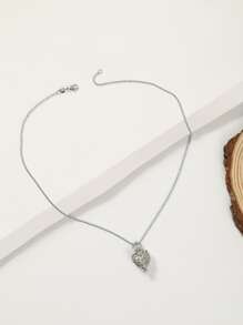 夜光心形吊墜項鍊 - 淺藍色 - 查看 2