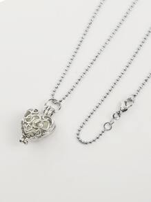 夜光心形吊墜項鍊 - 淺藍色 - 查看 3