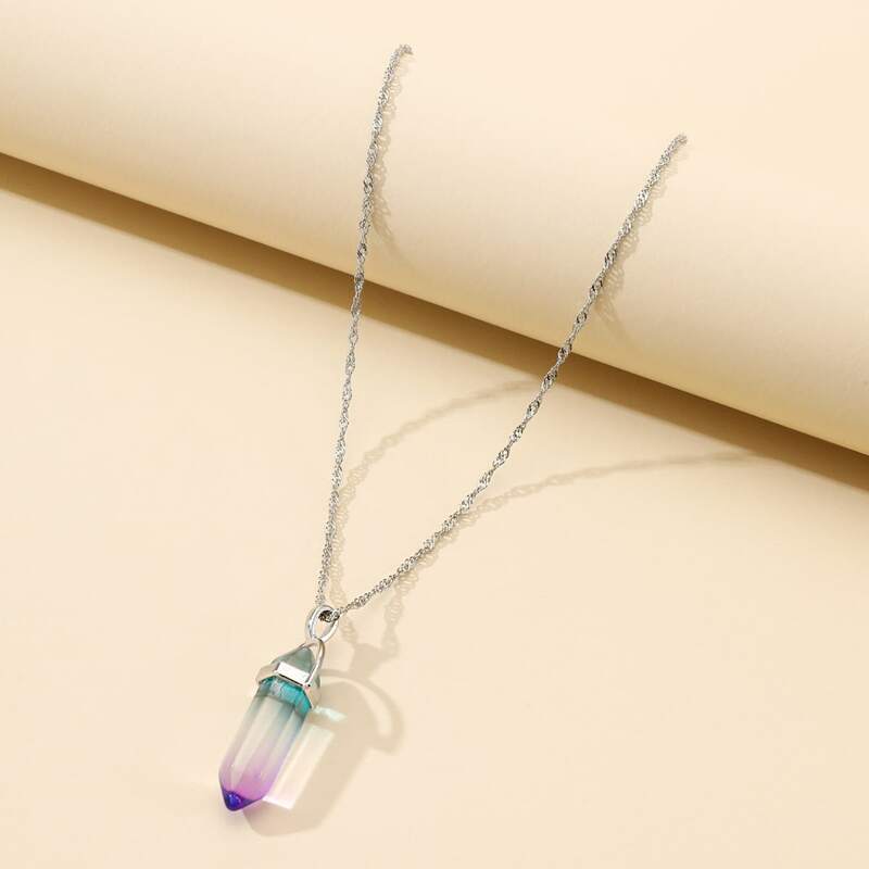 

Crystal Pendant Necklace, Multicolor
