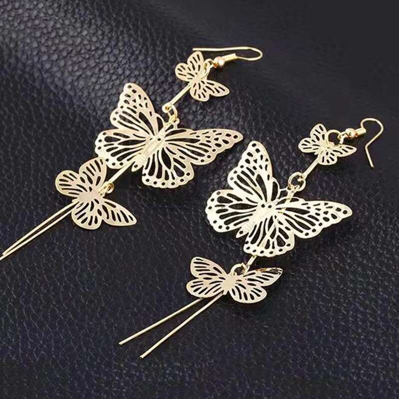 

1pair Butterfly Drop Earrings, Gold
