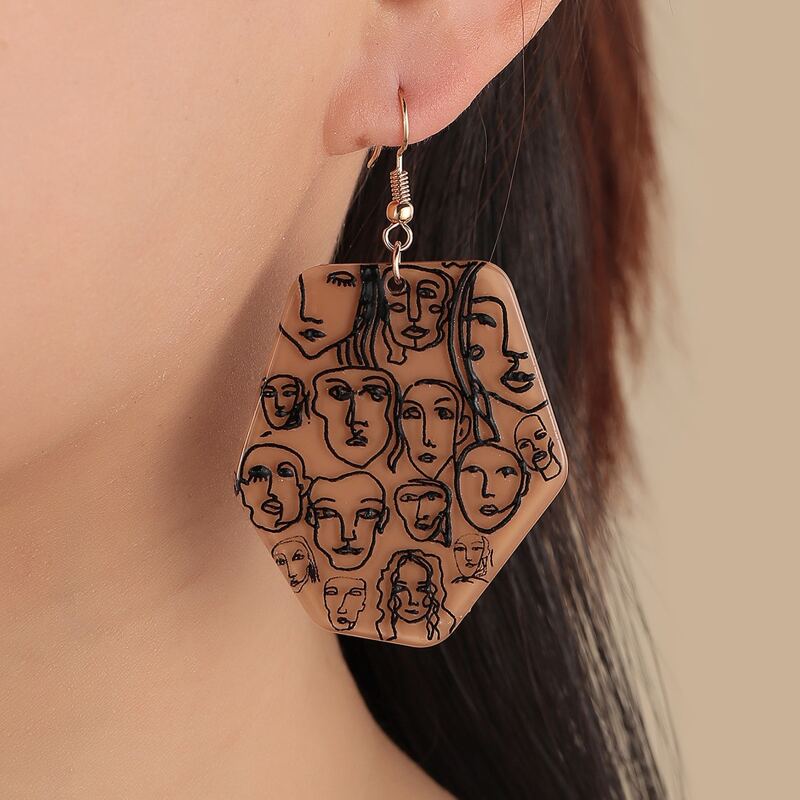 

Figure Graphic Drop Earrings, Brown