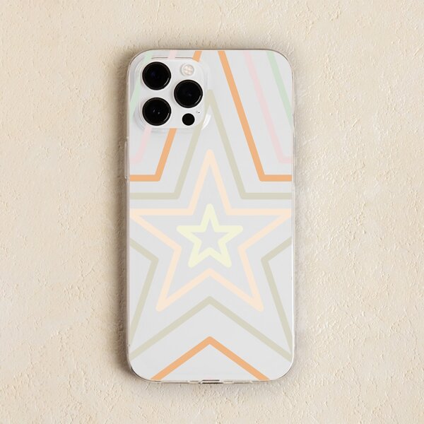 

Star Pattern Clear Phone Case, Multicolor