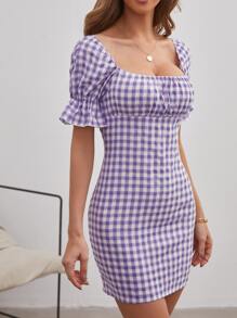 Đầm Dây kéo Kẻ sọc Thanh lịch - Màu Lilac Tím - Xem 4