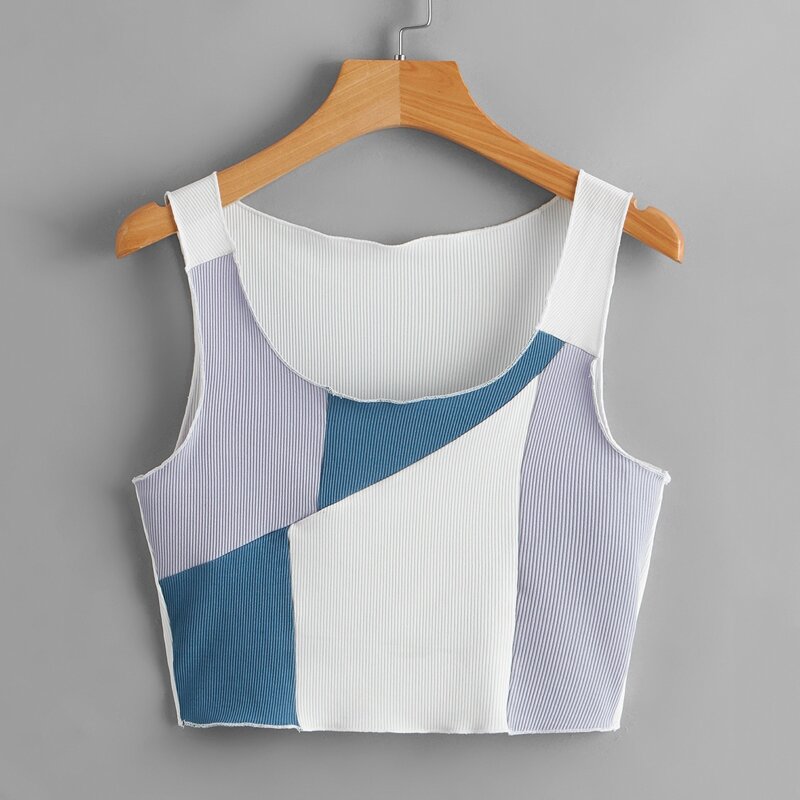 

Colorblock Ribbed Tank Top, Multicolor