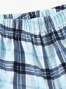 Crop Tank Top With Plaid Print Shorts Pyjama Set - Multicolor - View 5