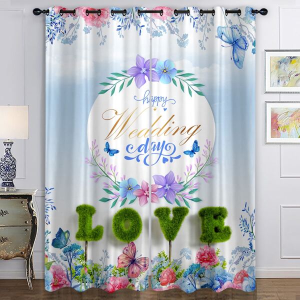 

2pieces Flower Print Mother's Day Curtain, Multicolor