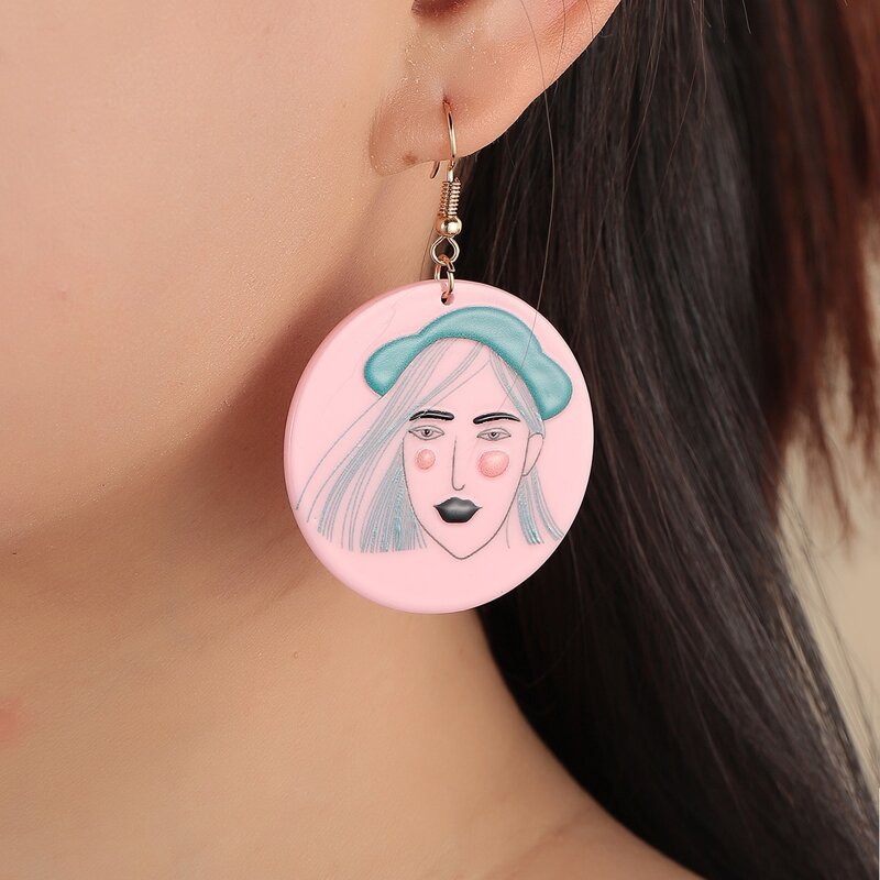 

Figure Graphic Drop Earrings, Pink