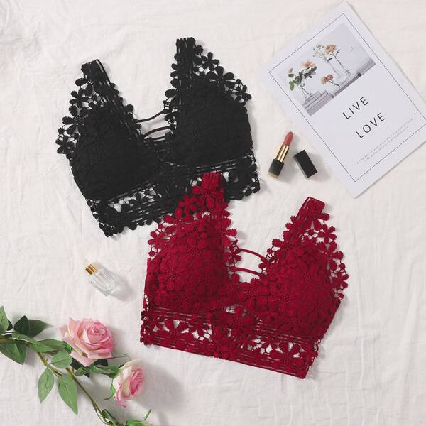 

2pack Guipure Lace Bra Set, Multicolor