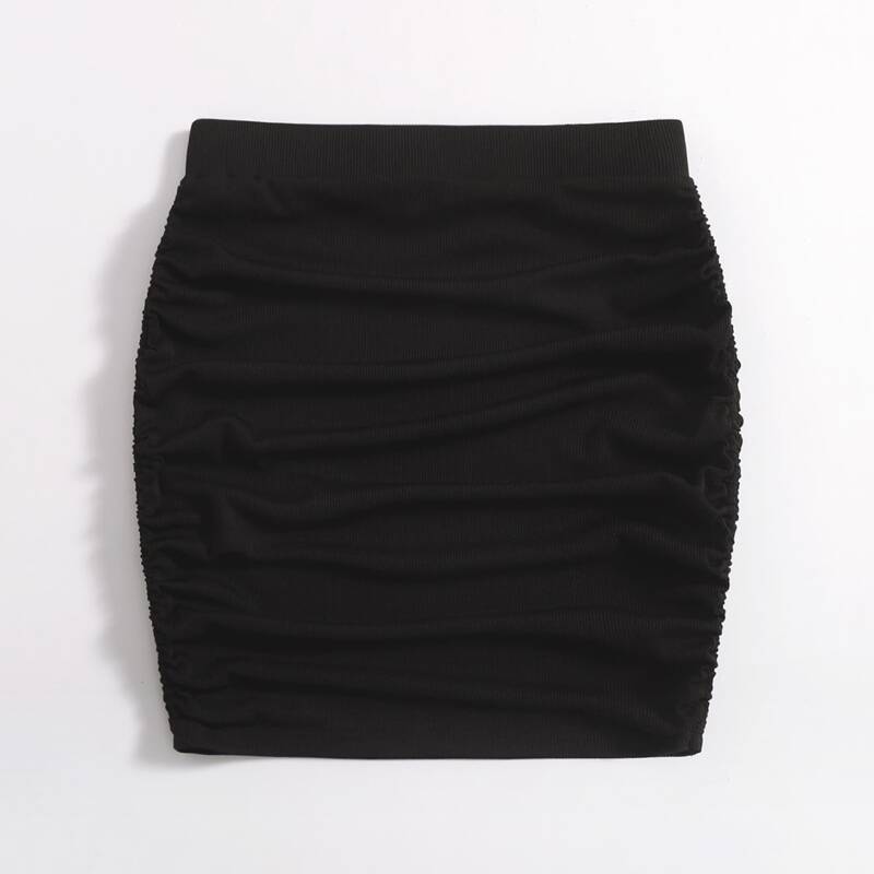 

Solid Ribbed Bodycon Dress, Black